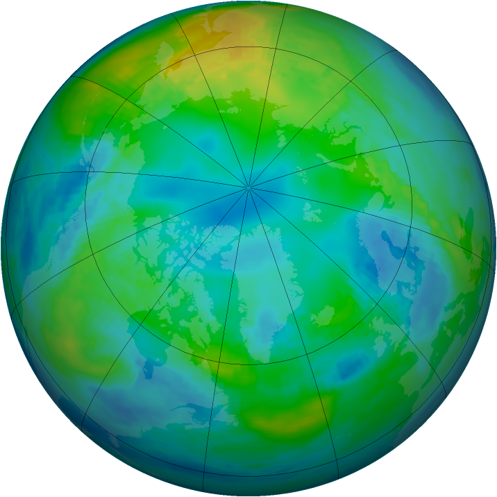 Arctic ozone map for 08 November 1986